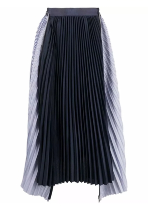 sacai high-waisted panelled pleat skirt - Blue