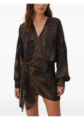 FARM Rio Foliage wrap mini dress - Black