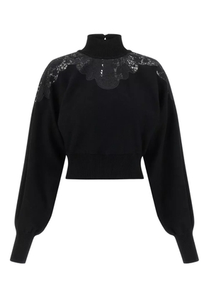TWINSET lace-insert high-neck sweater - Black