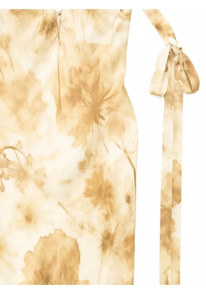 Alejandra Alonso Rojas floral-print plunging gown - Yellow