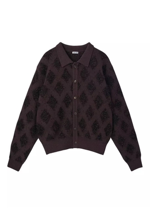 Recto argyle-pattern polo cardigan - Brown