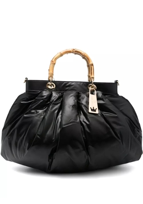 la milanesa quilted bamboo-handle tote bag - Black