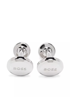 BOSS logo-embossed brass cufflinks - Silver