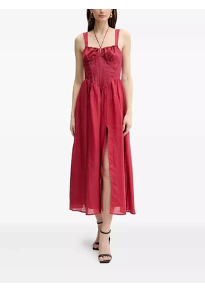 Bardot corset-detail dress - Red