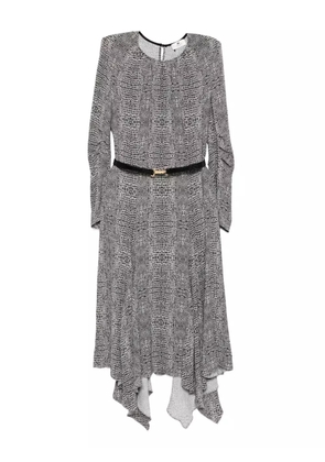 Elisabetta Franchi python-print belted asymmetric dress - Black