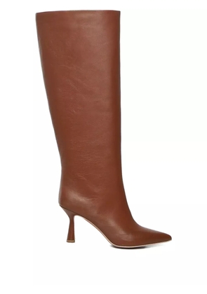 Giuliano Galiano 80mm pointed-toe calfskin boots - Brown