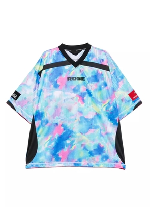 Martine Rose watercolour-print V-neck T-shirt - Blue