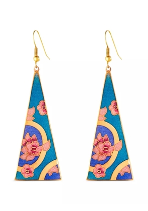Susan Caplan Vintage 1980s triangular cloisonné earrings - Gold