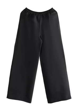 The Row elastic-waist silk trousers - Black