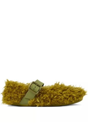 CamperLab Wabi furry buckle flat pumps - Green