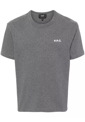 A.P.C. logo-embroidered cotton T-shirt - Grey