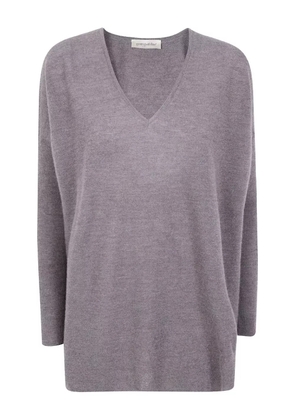 Gentry Portofino V-neck ribbed sweater - Grey