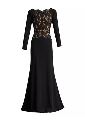 Tadashi Shoji long-sleeve embroidered gown - Black