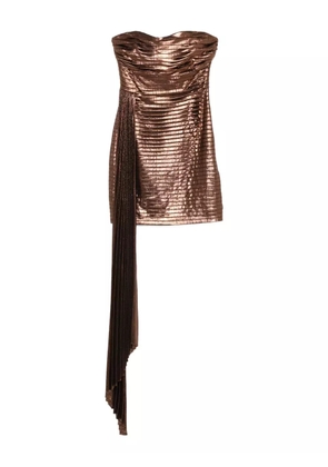 Retrofete Marcy metallic-effect pleated dress - Brown