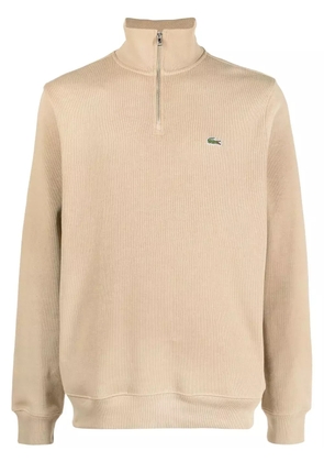 Lacoste embroidered-logo half-zip sweater - Neutrals
