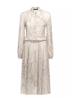 Roberto Cavalli feather-print midi shirt dress - White
