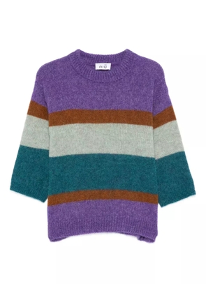 Niu striped crew-neck sweater - Purple