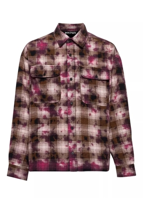 Palm Angels curved-logo check shirt - Brown
