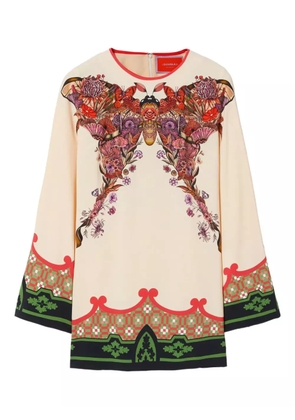 La DoubleJ butterfly-print mini day dress - Neutrals