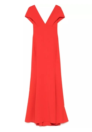 Amsale Italian stretch crepe V-neck gown dress - Orange