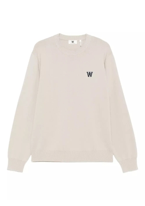 Wood Wood WWCurt logo-embroidered crew-neck sweater - Neutrals