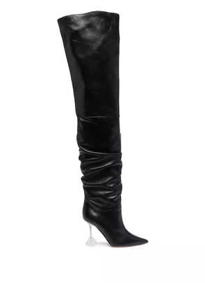Amina Muaddi Olivia thigh-high leather boots - Black