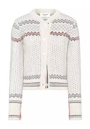 Thom Browne Fairisle Donegal knitted cropped cardigan - White