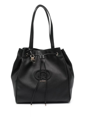 GUESS USA drawstring logo-plaque tote bag - Black