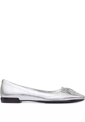 Jimmy Choo Scarlett lace-up bow ballerina flats - Silver