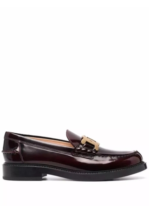 Tod's patent leather logo-plaque loafers - Red