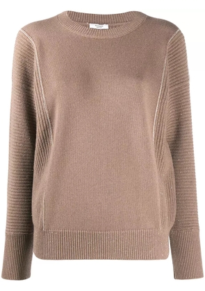Peserico panelled knit crewneck jumper - Brown