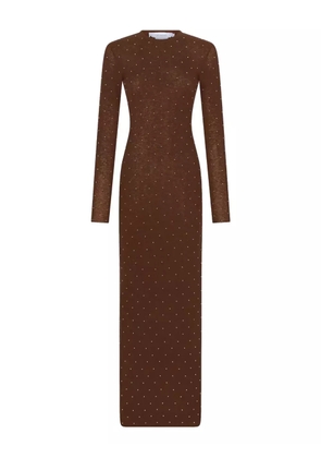 Rabanne embellished long-sleeved maxi dress - Brown