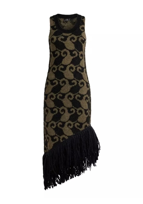 ETRO paisley jacquard fringe midi dress - Black