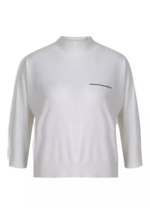 Peserico ribbed-hem embellished sweater - White