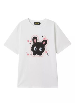 Mini Cream bunny-print cotton T-shirt - White