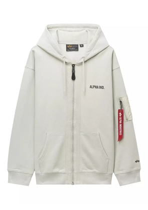 Alpha Industries zip-up pocket-detail hooded jacket - White