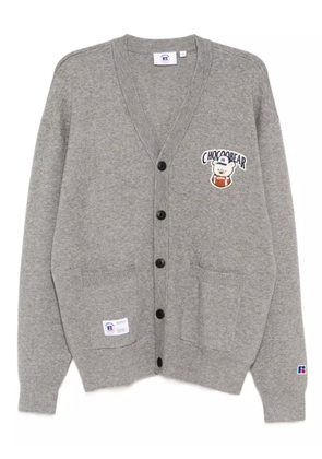CHOCOOLATE x Russell Athletic bear-embroidered cardigan - Grey