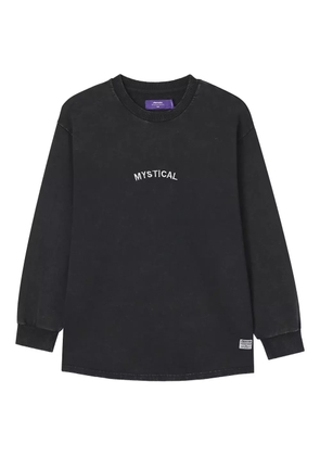aftermaths embroidered long-sleeve sweater - Black
