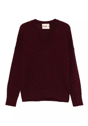 Plan C V-neck cable-knit sweater - Red