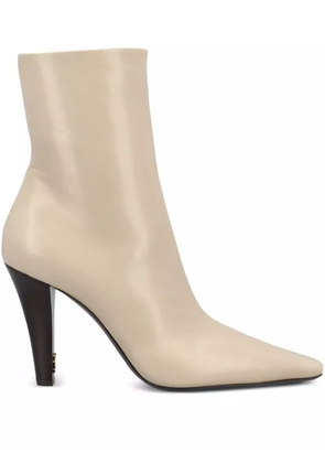 Saint Laurent leather ankle boots - Neutrals