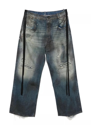 Ann Demeulemeester distressed panelled jeans - Blue