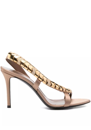 Giuseppe Zanotti 105mm Gz Dafne chain-embellished slingback sandals - Neutrals