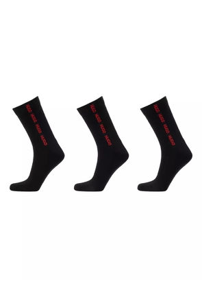 HUGO rib-tape socks (pack of three) - Black