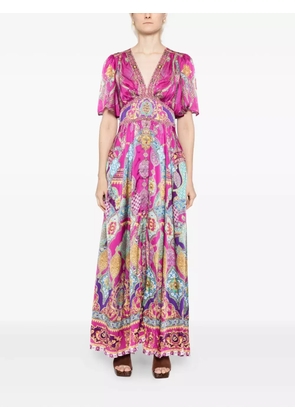 Camilla flutter-sleeves dress - Purple