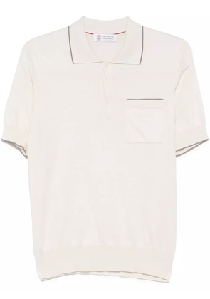 Brunello Cucinelli contrast-trim polo shirt - Neutrals