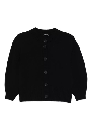 anne claire crew-neck puff-sleeve cardigan - Black