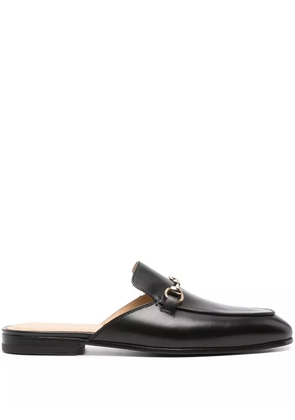 Scarosso horsebit-detail leather slippers - Black