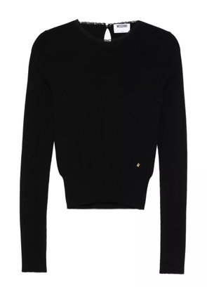 Moschino lace-trimmed ribbed sweater - Black