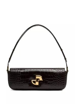 Patou Le Lock crocodile-pattern shoulder bag - Brown