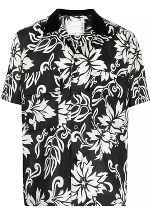 sacai floral-print cotton shirt - Black